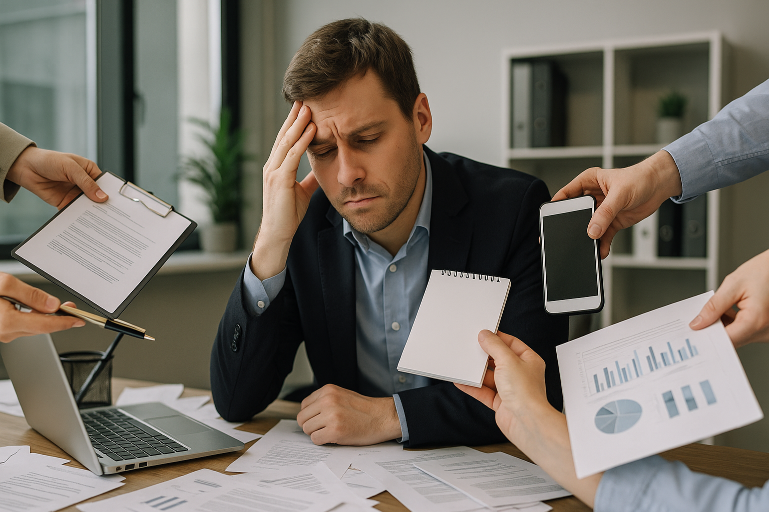 Empresario desbordado antes de automatizar